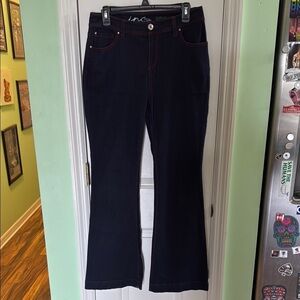 Inc Denim Dark Blue Flare Leg Curvy Fit Jeans Everyday Casual Lightweight Size 8